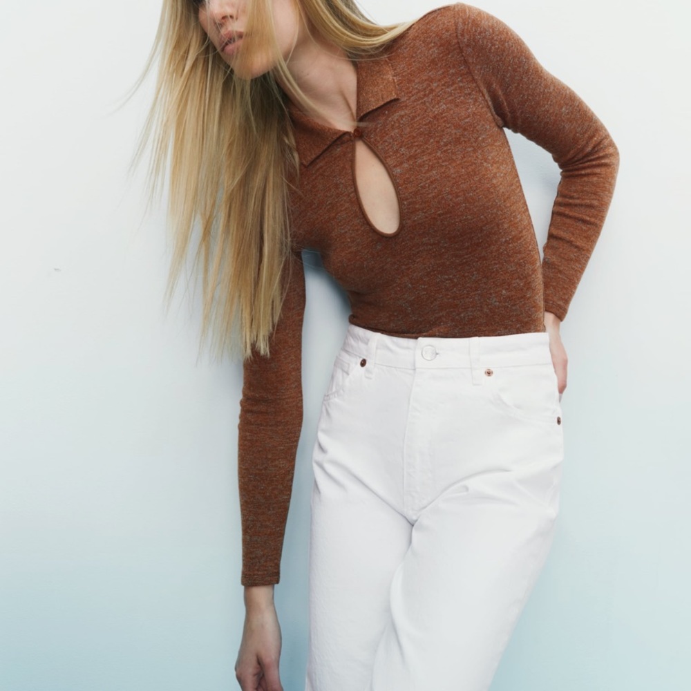 NWT Zara heathered key hole bodysuit